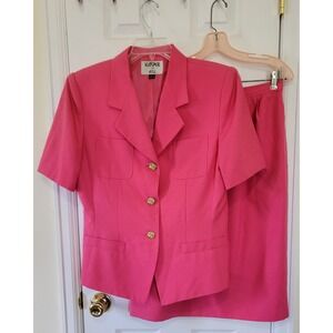 Kasper for ASL Vintage Pink Skirt Suit Short Sleeve Blazer Pencil Skirt 14 AS IS